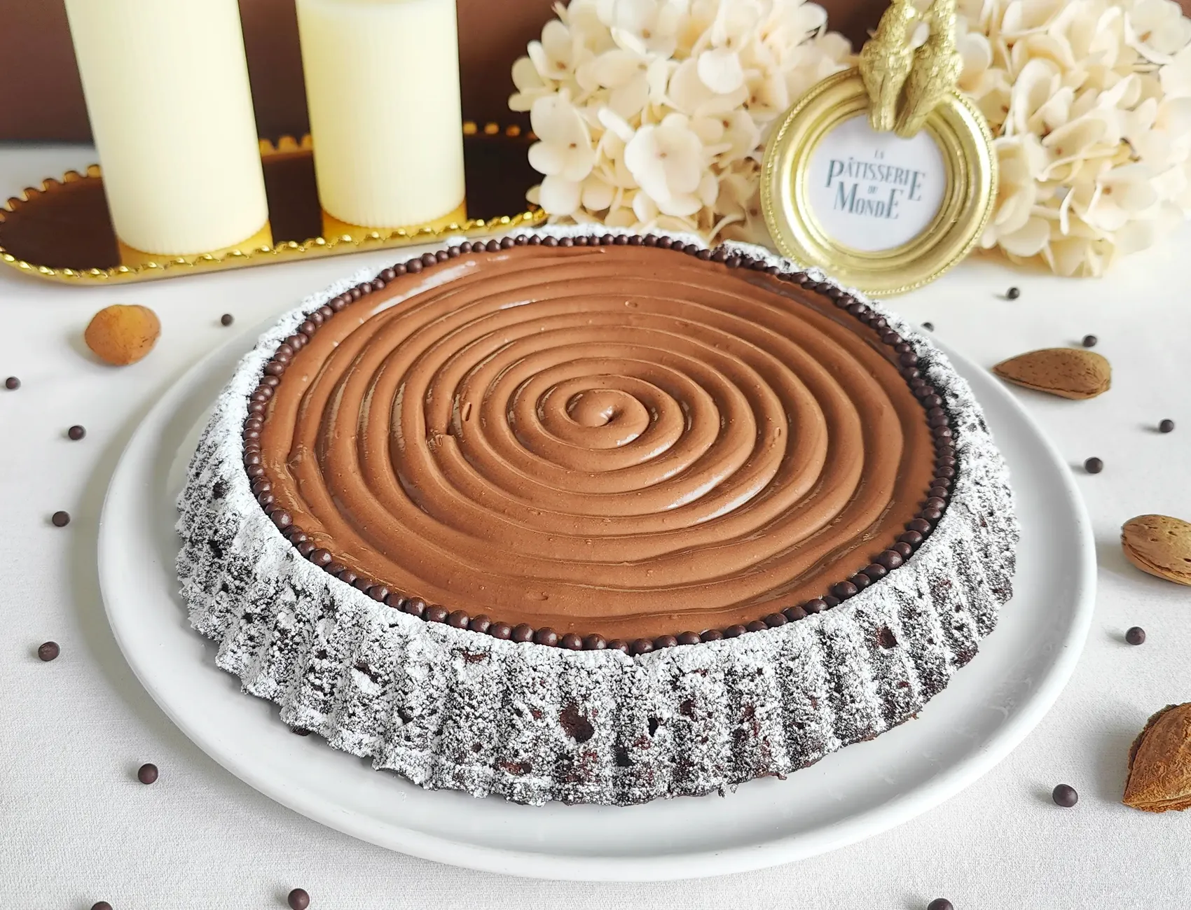 Caprese cake with chocolate coffee cream