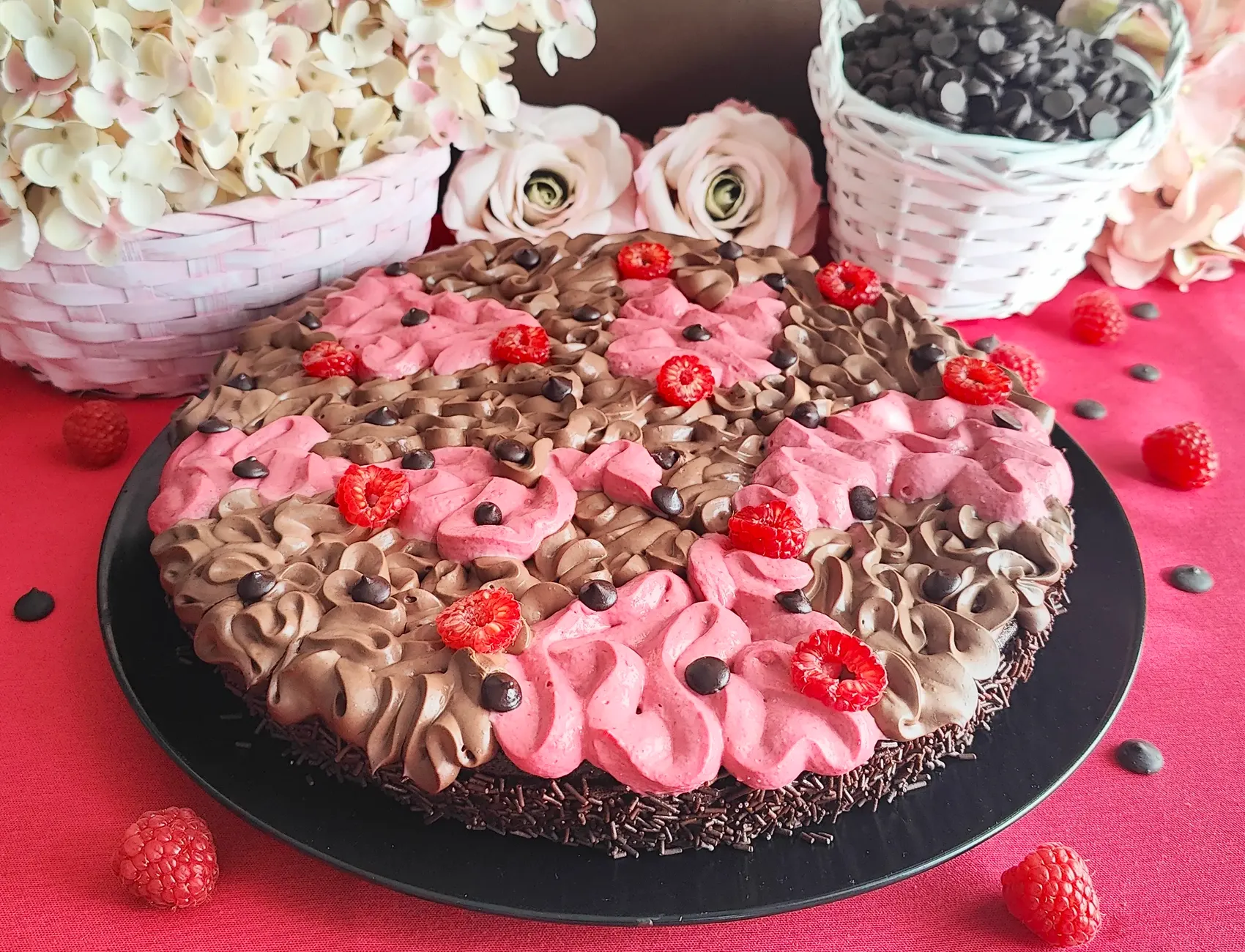 Raspberry chocolate tart