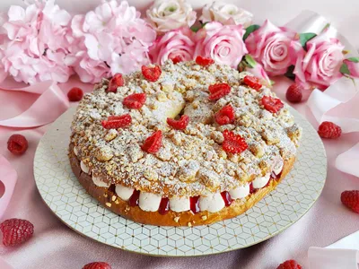 Raspberry almond ruby chocolate king's crown cake