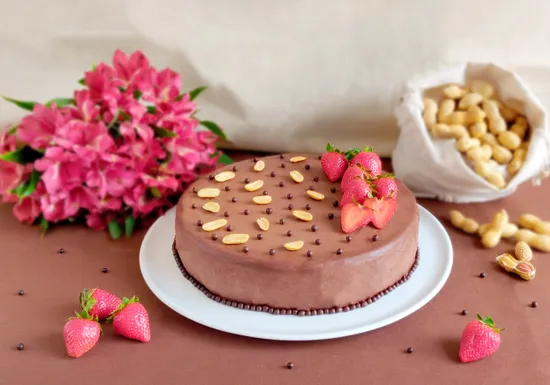 Peanut chocolate strawberry cheesecake