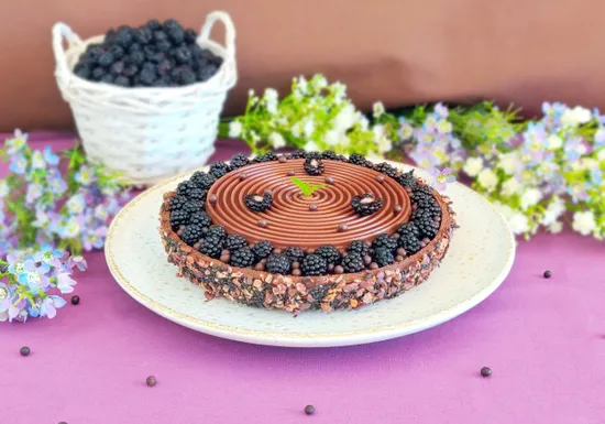 Blackberry sesame chocolate tart