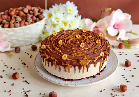 Tarta de queso de avellana y chocolate