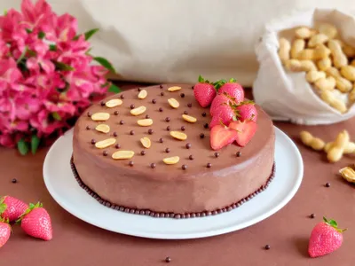 Peanut chocolate strawberry cheesecake